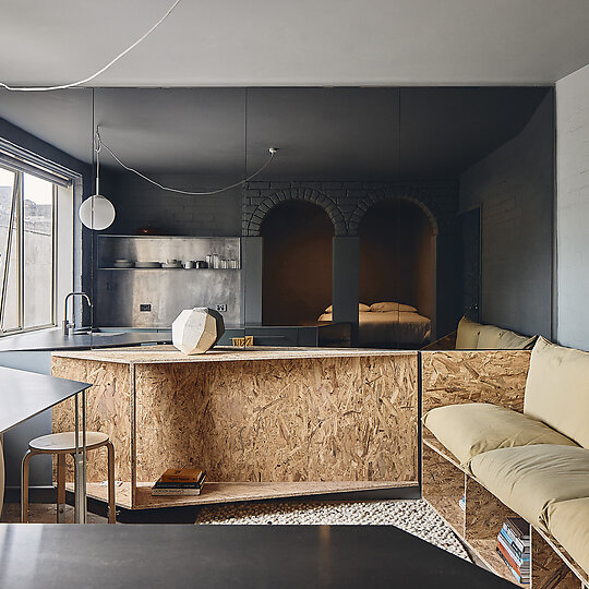 Interior photograph of Microloft apartment by Peter Bennetts 