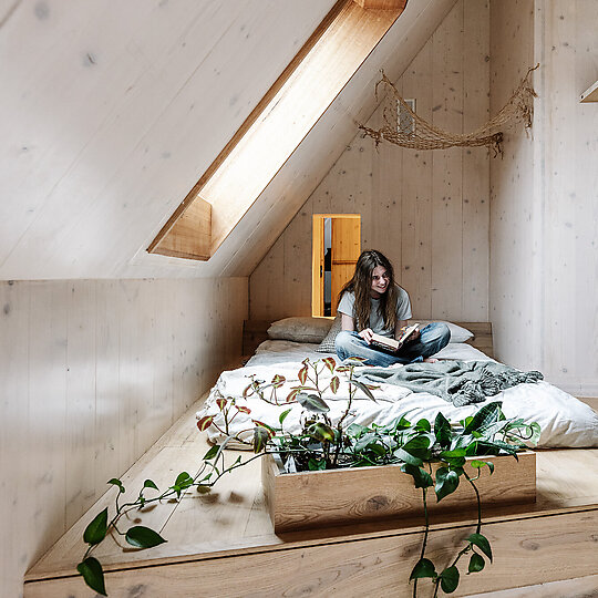 Interior photograph of The Hütt 01 Passivhaus by Marnie Hawson